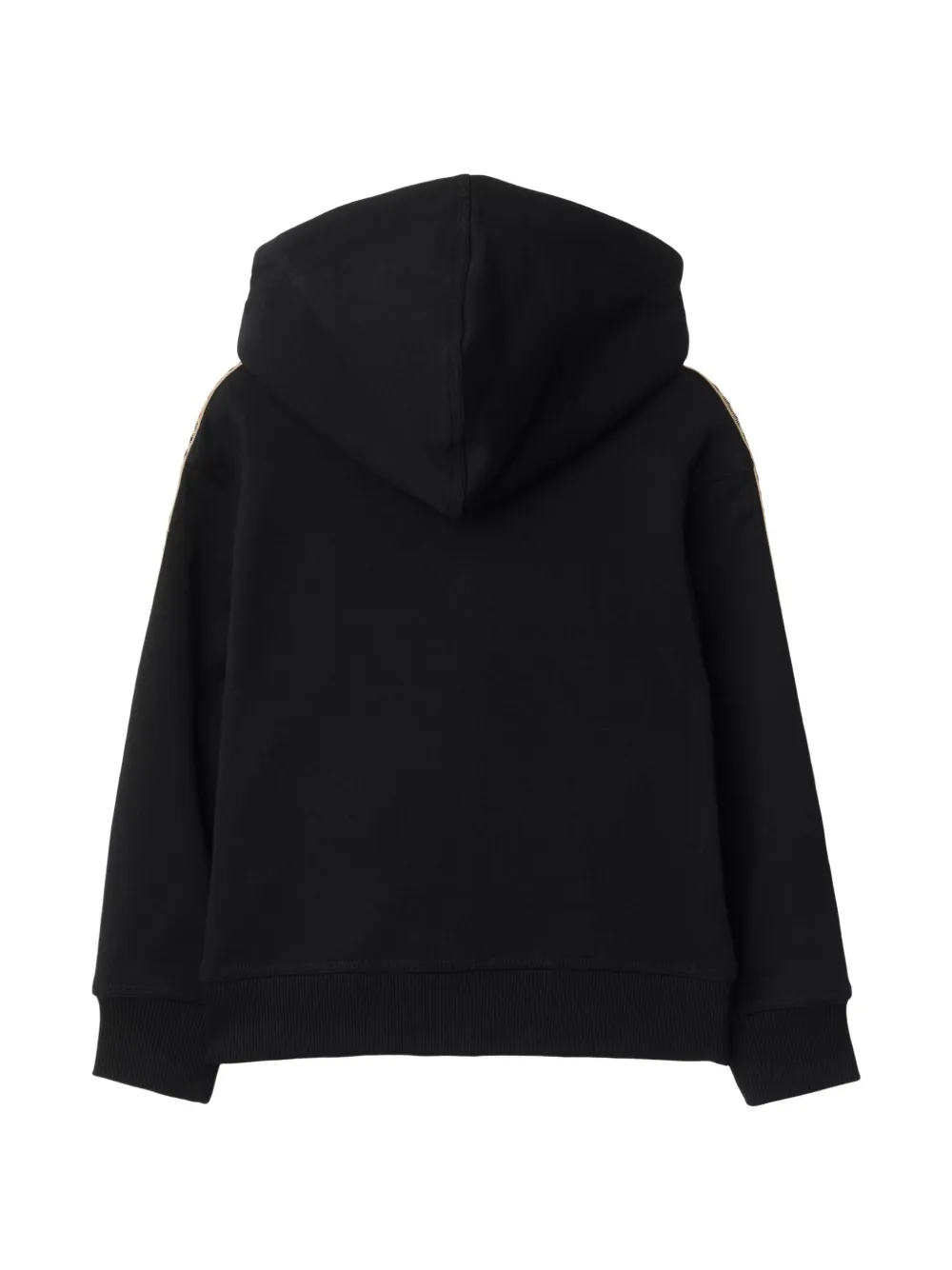 Burberry Kids check trim cotton zip hoodie Zwart