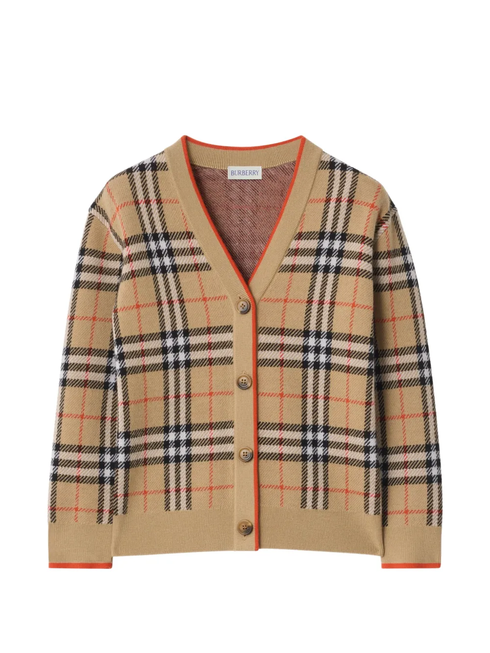 Burberry Kids check pattern wool cardigan - Toni neutri