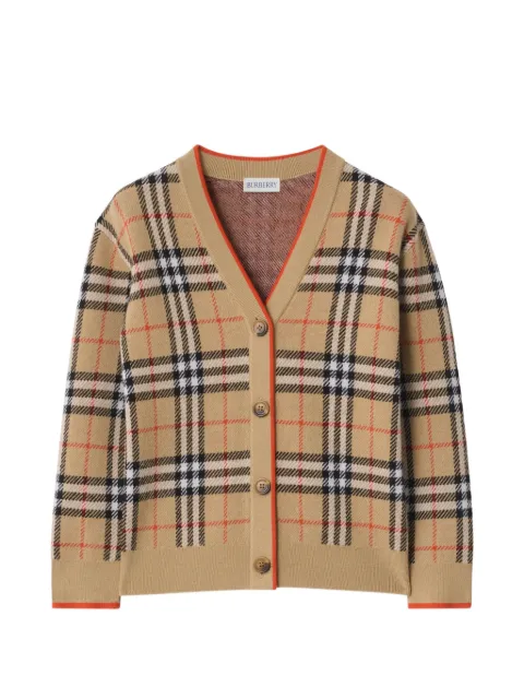 Burberry Kids チェック ウールカーディガン