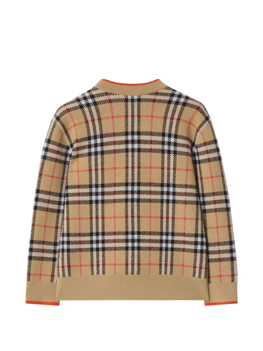 Burberry Kids check pattern wool cardigan Beige
