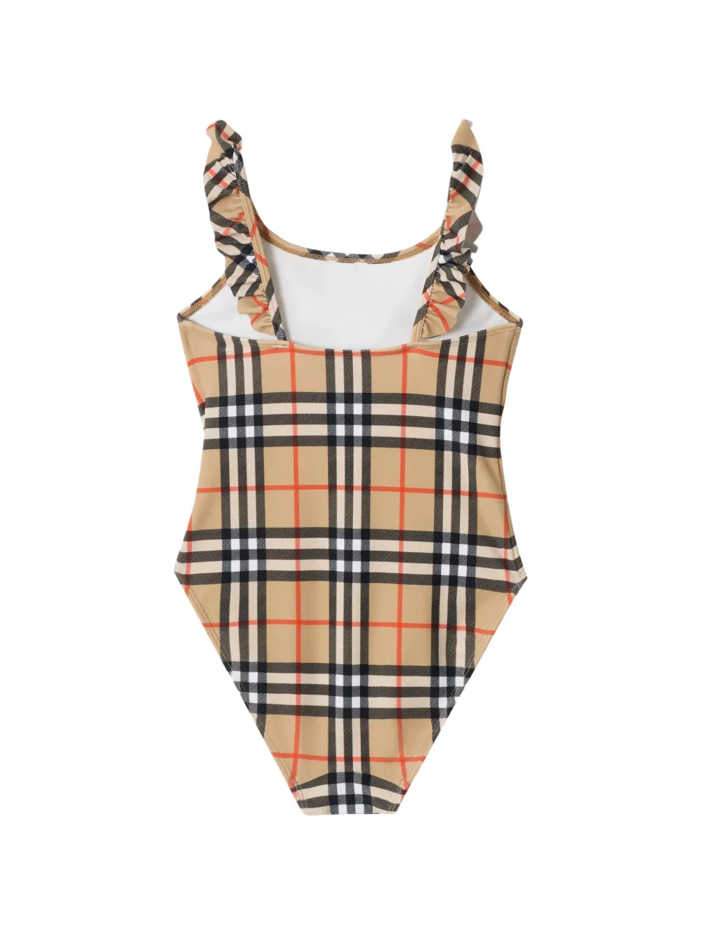 Burberry Kids Geruit badpak met ruches afwerking Beige