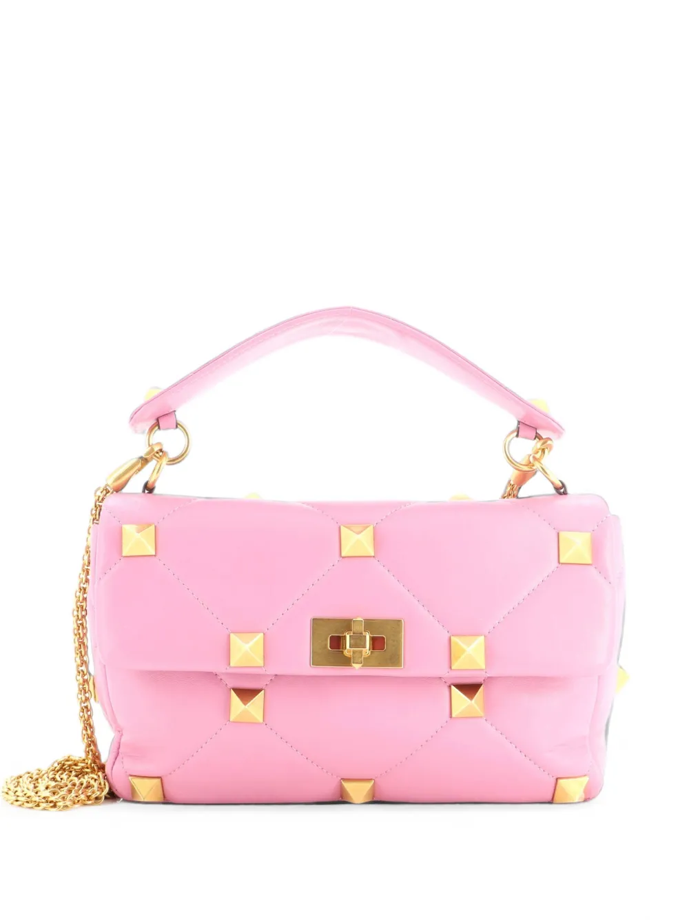 Valentino Garavani Pre-Owned Große Roman Stud Flap Bag Umhängetasche mit Steppung - Rosa