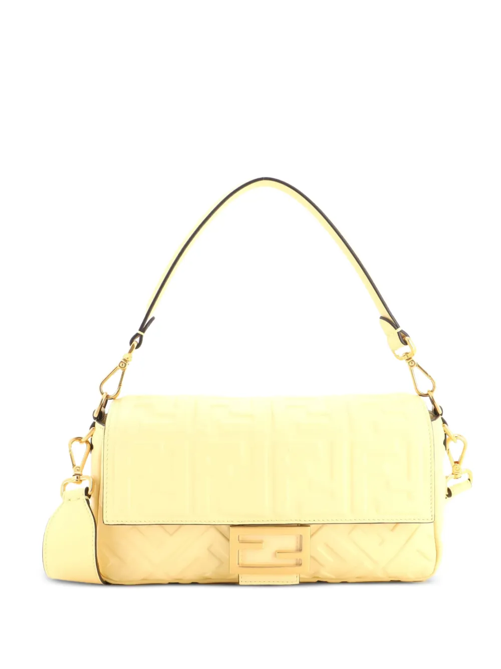 Fendi Pre-Owned Baguette NM Bag Zucca Embossed Leather Medium crossbody bag - Yellow