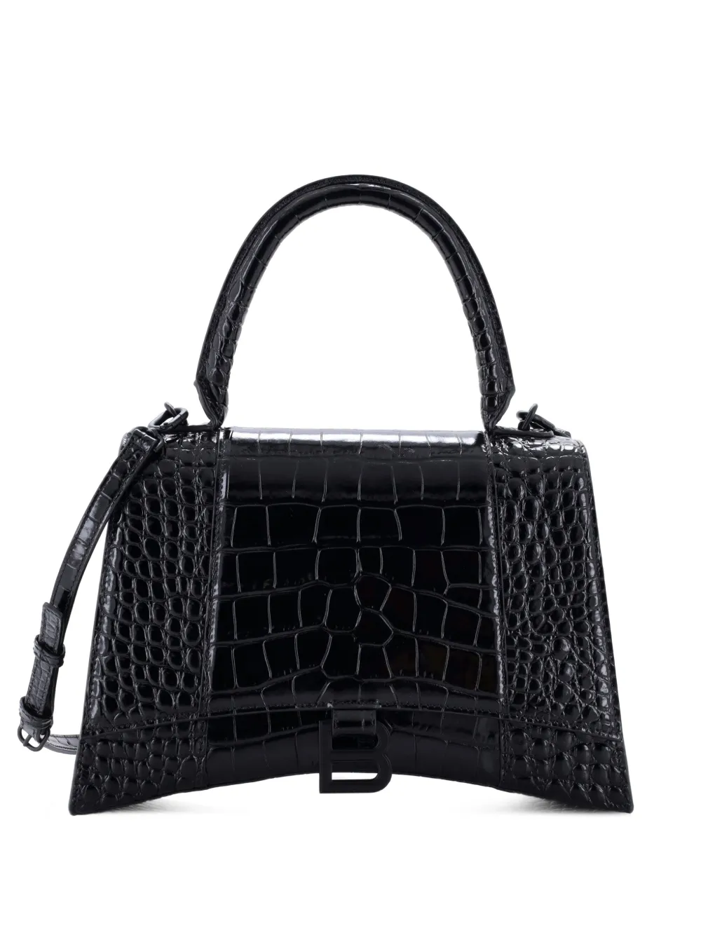Balenciaga Pre-Owned Mittelgroße Hourglass Umhängetasche mit Kroko-Effekt - Schwarz