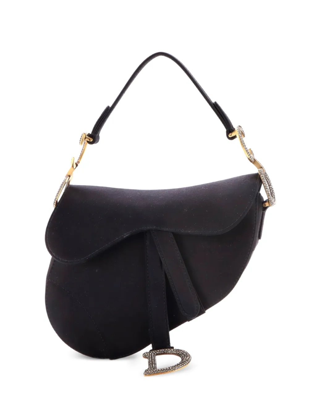 Christian Dior Pre-Owned Mini Saddle Handtasche Satin with Crystals Schultertasche - Schwarz
