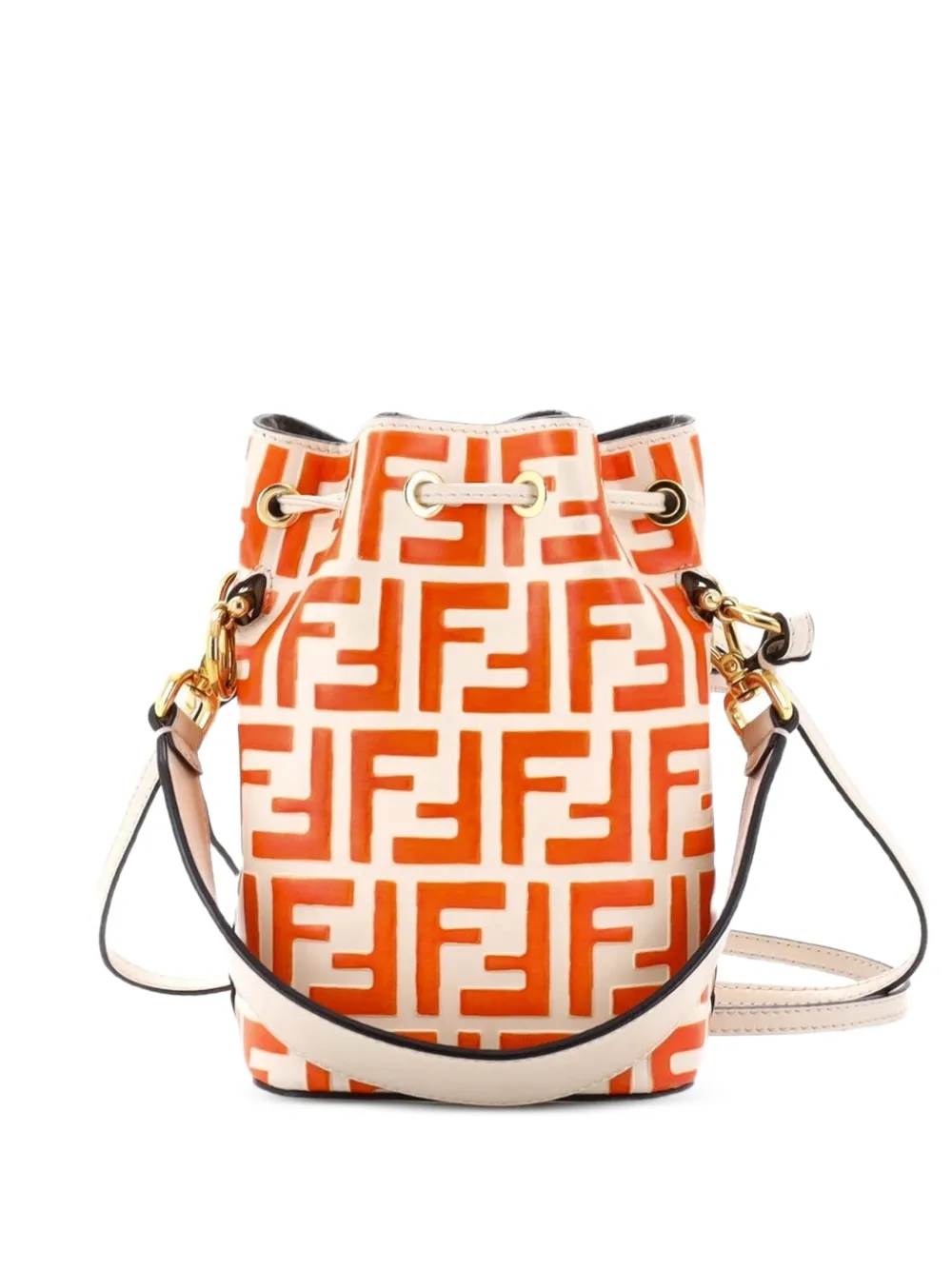 Fendi Pre-Owned sac seau Mon Trésor en cuir à motif Zucca embossé format mini - Orange