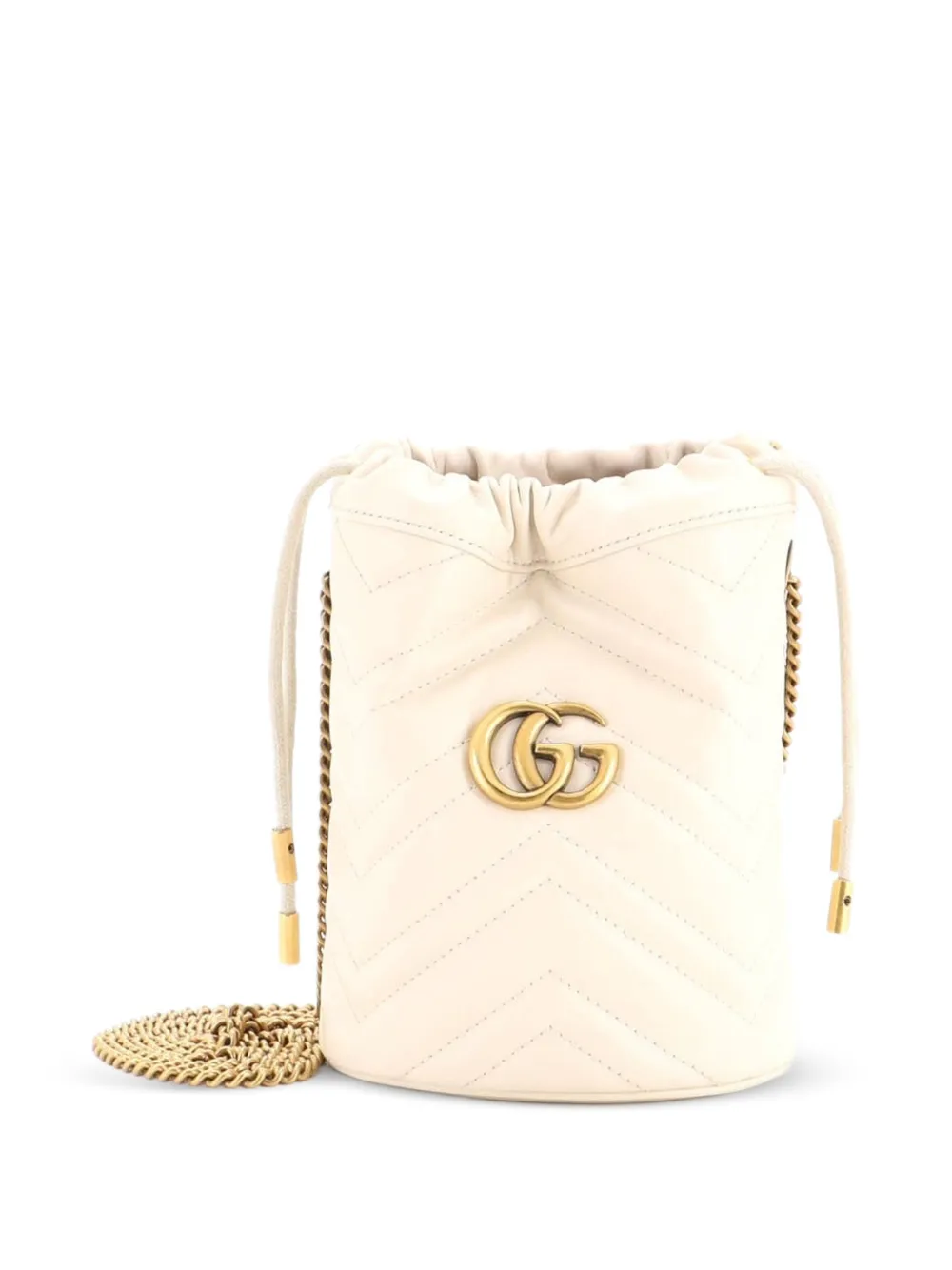 Gucci Pre-Owned mini sac seau matelassé à motif GG Marmont - Tons neutres Gucci Pre-Owned mini sac seau matelassé à motif GG Marmont - Tons neutres