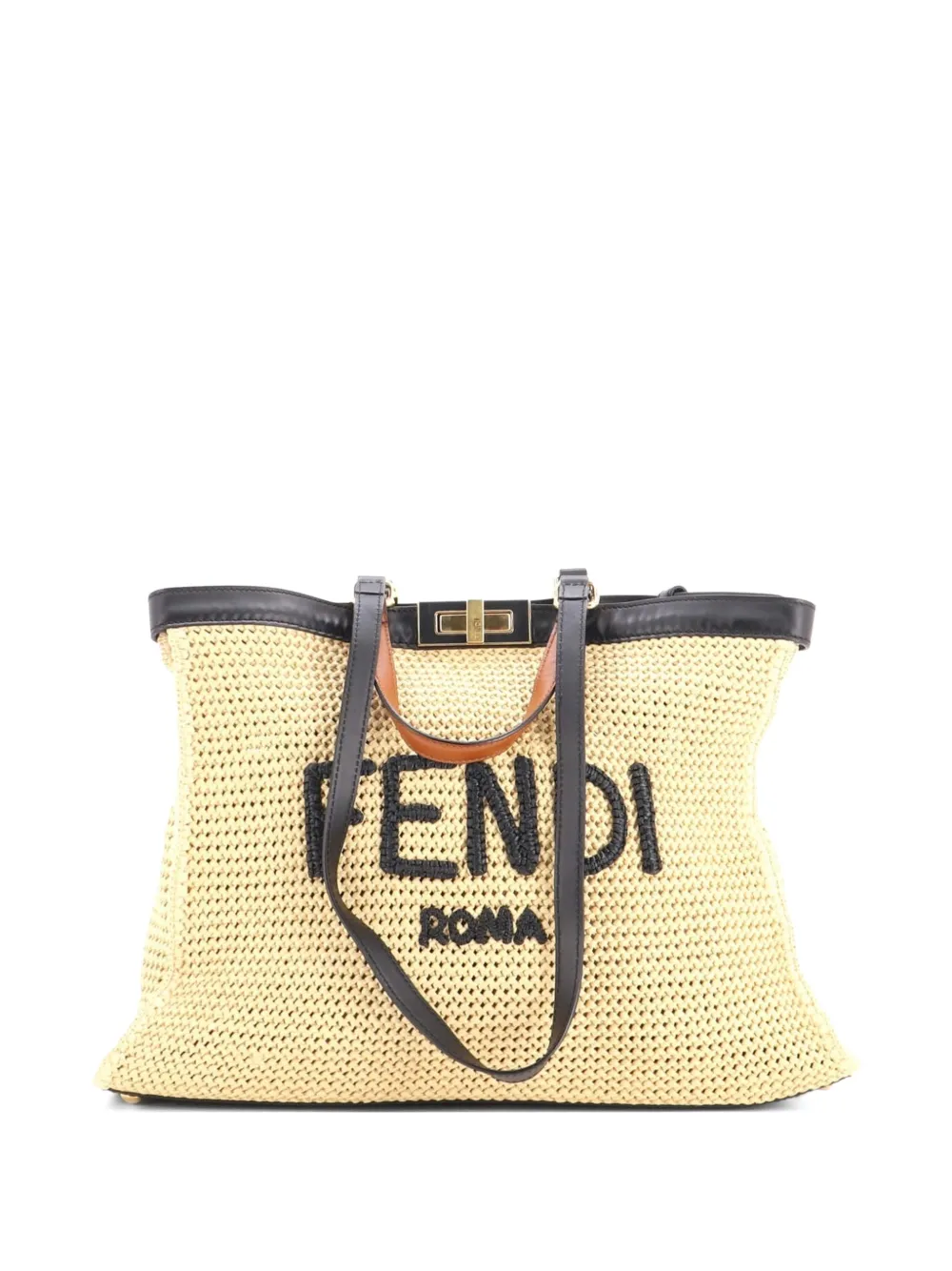 Fendi Pre-Owned Mittelgroße Peekaboo X-Raffia-Tote Bag - Nude