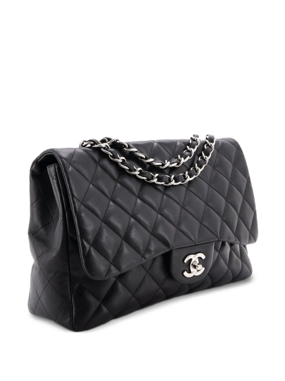 CHANEL Pre-Owned Classic Single Flap Bag Quilted Lambskin Jumbo shoulder bag - Nero