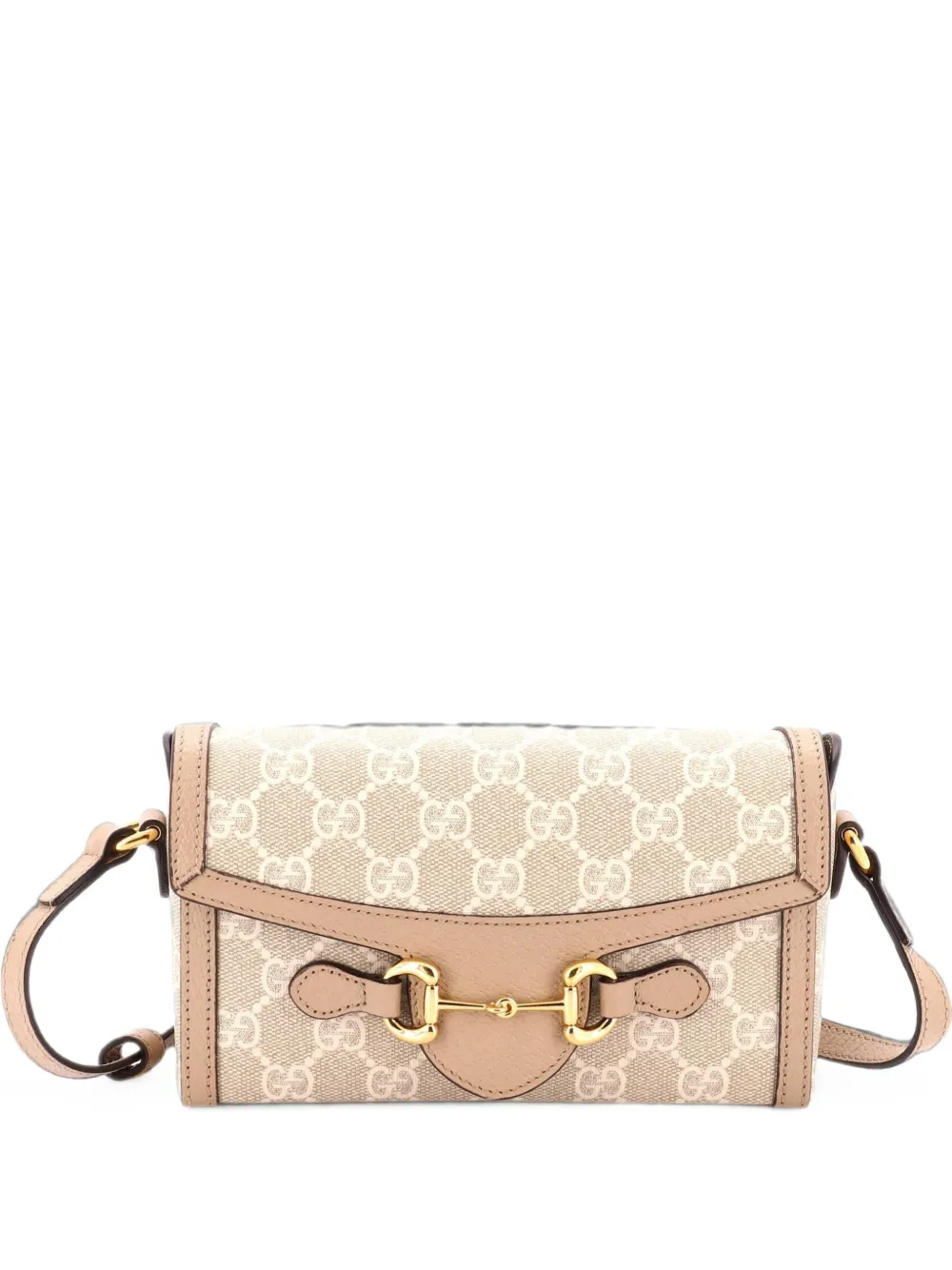 Gucci Pre-Owned Horsebit 1955 Flap GG Coated Canvas Mini crossbody bag - Toni neutri
