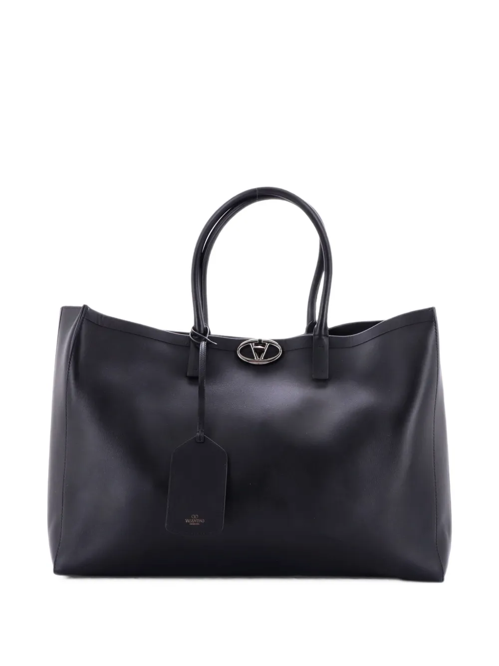 Valentino Garavani Pre-Owned VLogo Locker Leather Large tote bag - Nero