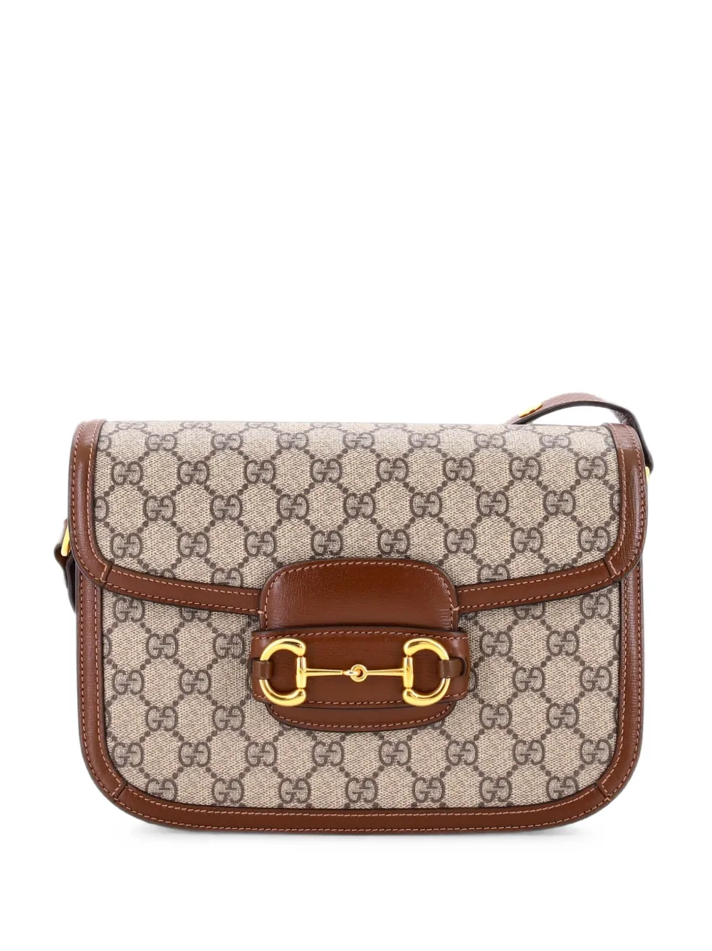 Gucci Pre-Owned Horsebit 1955 Shoulder Bag GG Coated Canvas with Leather Small crossbody bag - Marrone