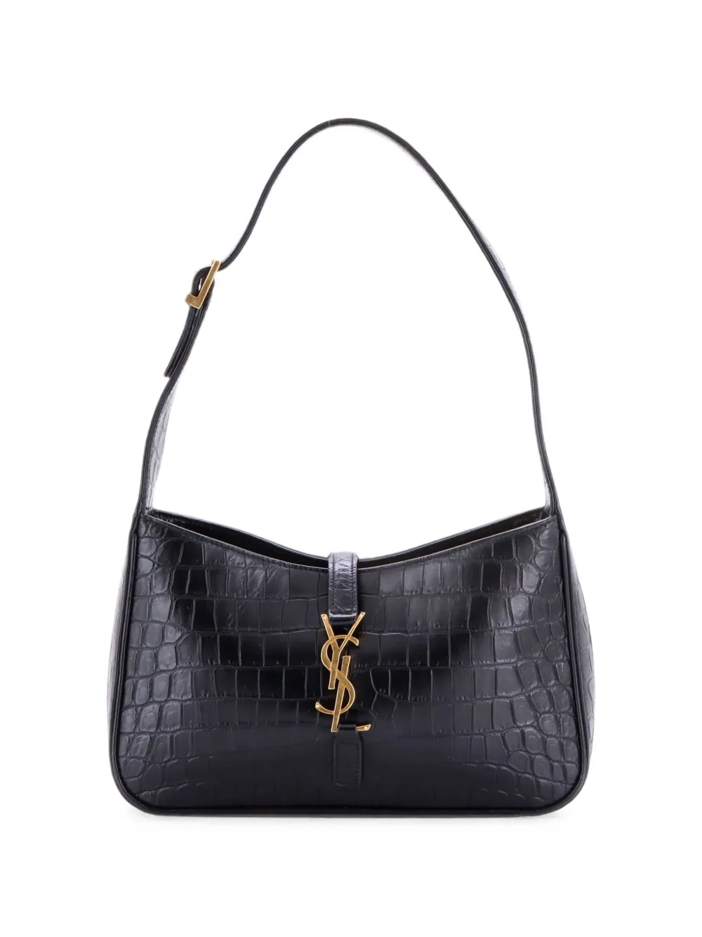 Saint Laurent Pre-Owned Le 5 a 7 Crocodile Embossed Leather Small hobo bag - Nero