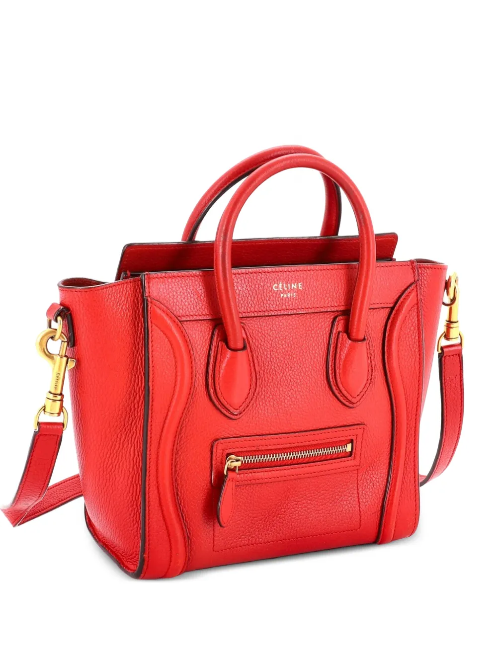 Celine Pre-Owned Luggage Bag Grainy Leather Nano crossbody bag - Red