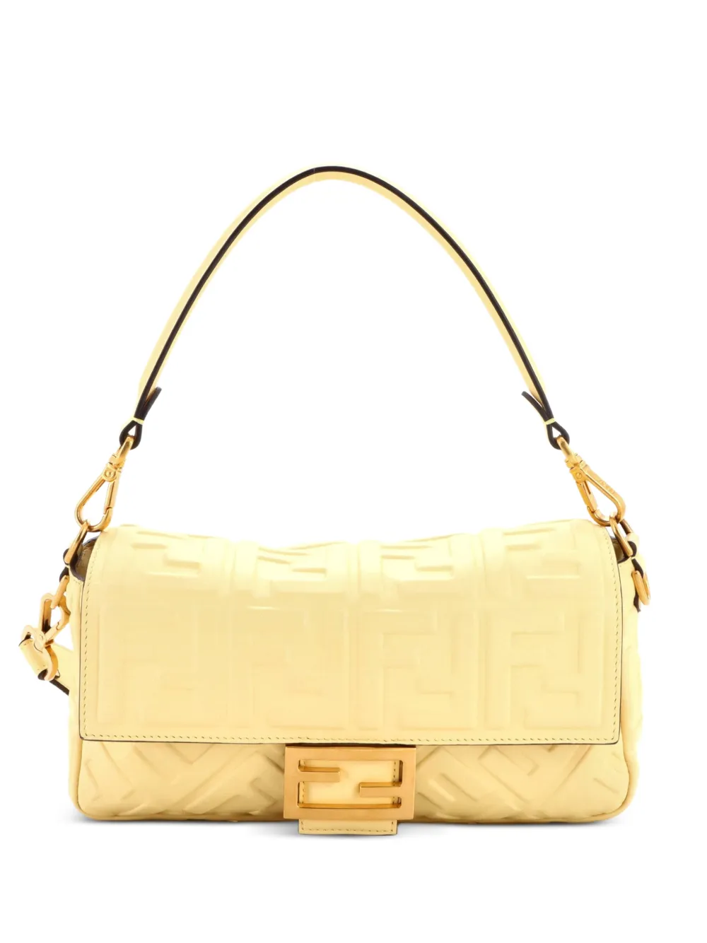 Fendi Pre-Owned Mittelgroße Baguette NM Zucca Umhängetasche aus Leder mit Prägung - Gelb