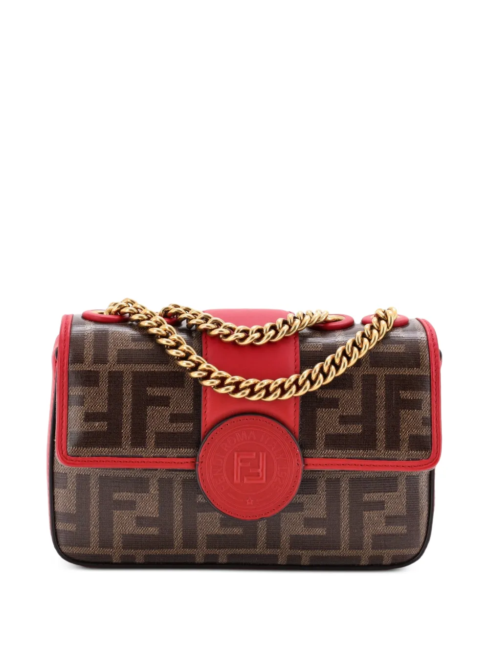 Fendi Pre-Owned Mini Zucca Umhängetasche aus beschichtetem Canvas und Leder mit FF-Logo - Rot
