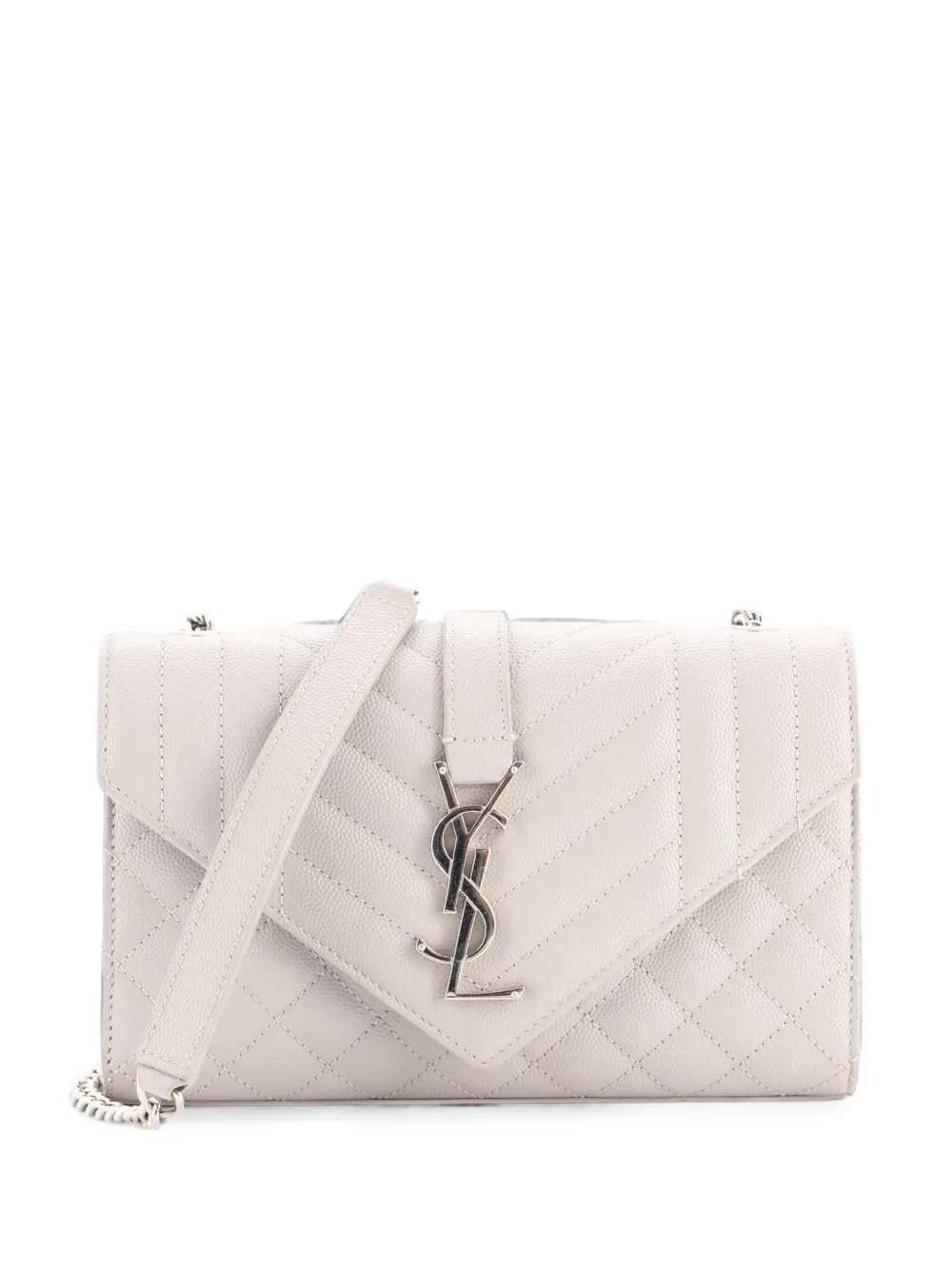 Saint Laurent Pre-Owned Classic Monogram Envelope Satchel Mixed Matelasse Leather Small crossbody bag - Grigio