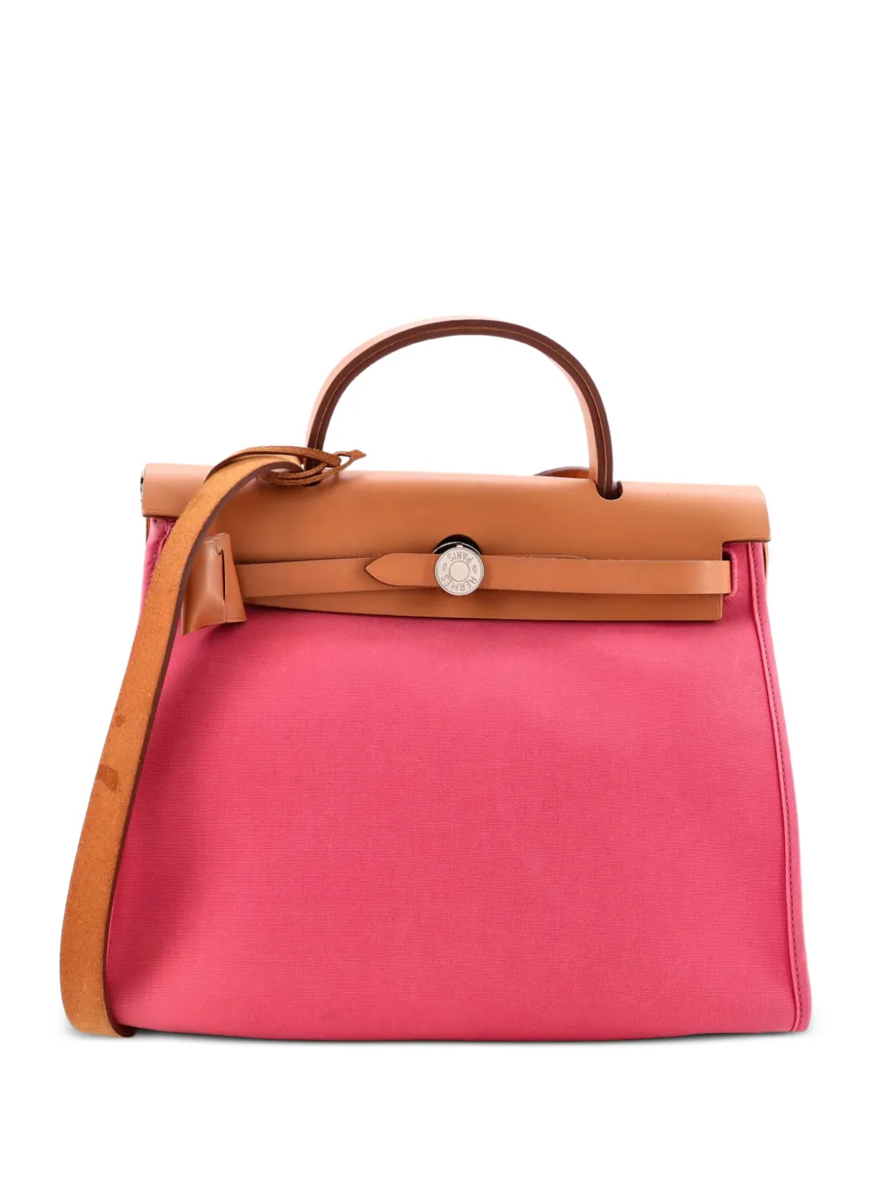 Hermès Pre-Owned sac porté épaule Herbag Zip Leather and Toile 31 - Rose Hermès Pre-Owned sac porté épaule Herbag Zip Leather and Toile 31 - Rose