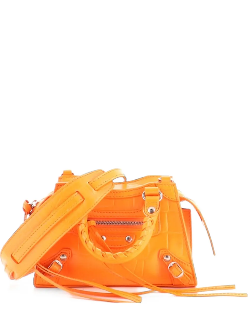 Balenciaga Pre-Owned Neo Classic City Bag Nano Umhängetasche mit Kroko-Effekt - Orange