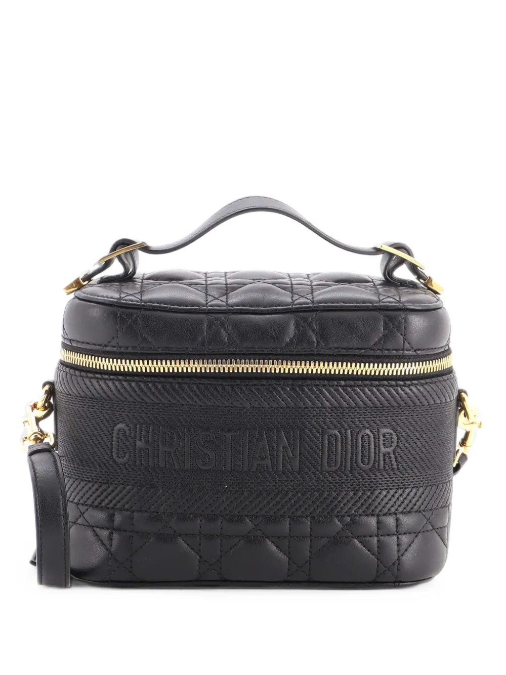 Christian Dior Pre-Owned DiorTravel Convertible Vanity Case Cannage Quilt Lambskin Small crossbody bag - Nero