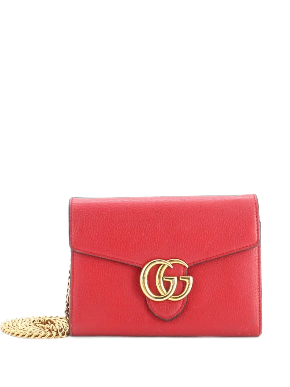 Gucci Pre-Owned pochette Chain Walle GG Marmontt en cuir format mini - Rouge Gucci Pre-Owned pochette Chain Walle GG Marmontt en cuir format mini - Rouge