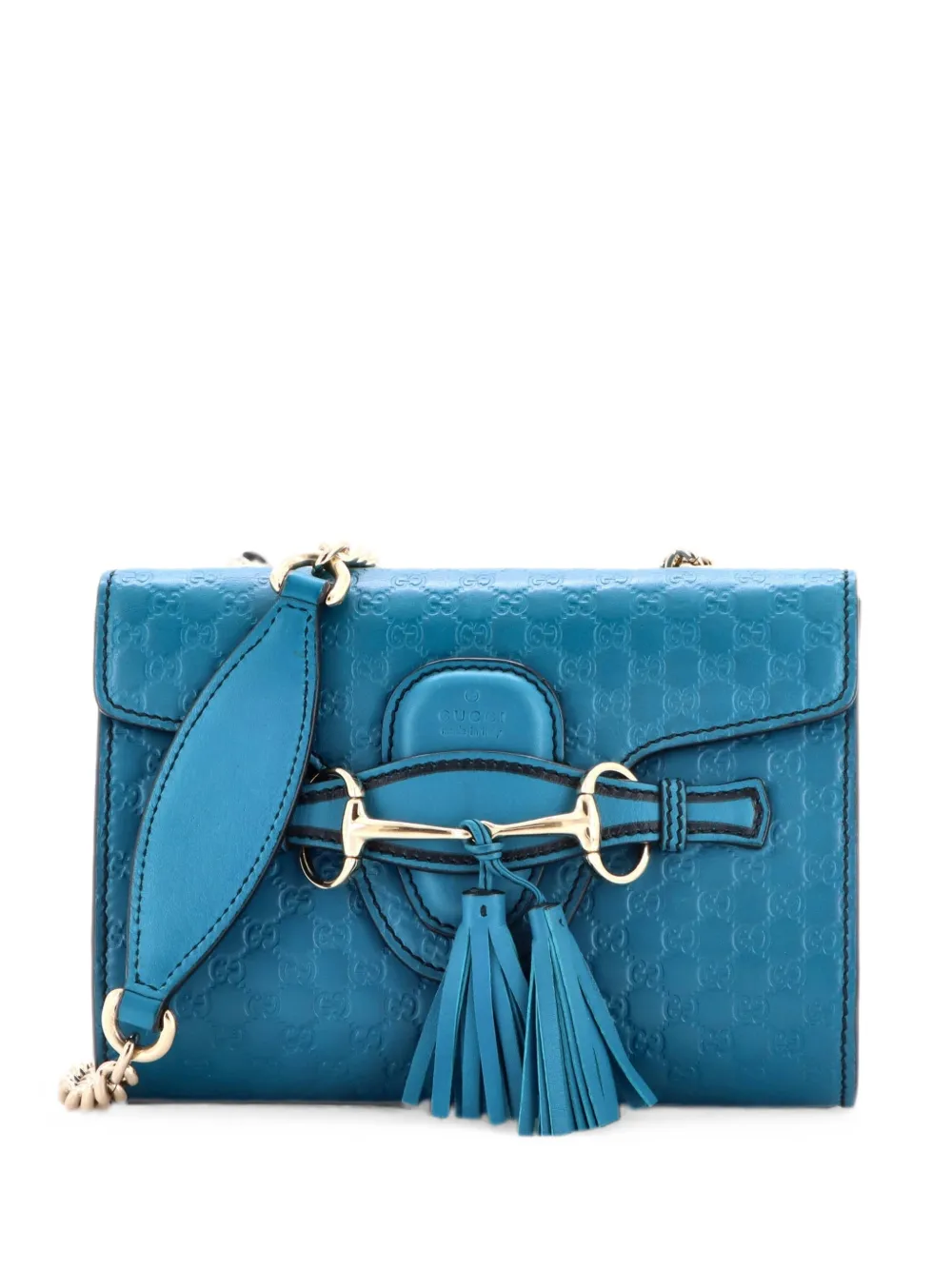 Gucci Pre-Owned Emily Chain Flap Bag Microguccissima Leather Mini shoulder bag - Blu