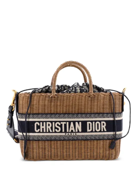 Christian Dior Pre-Owned Basket Bag Wicker and Oblique Canvas Large tote bag