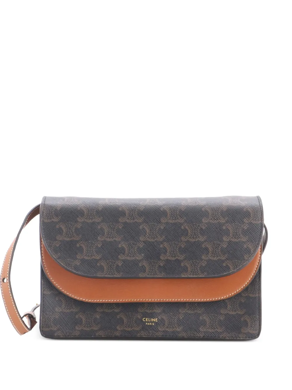 Celine Pre-Owned Triomphe Canvas-Umhängetasche mit Klettverschluss - Braun