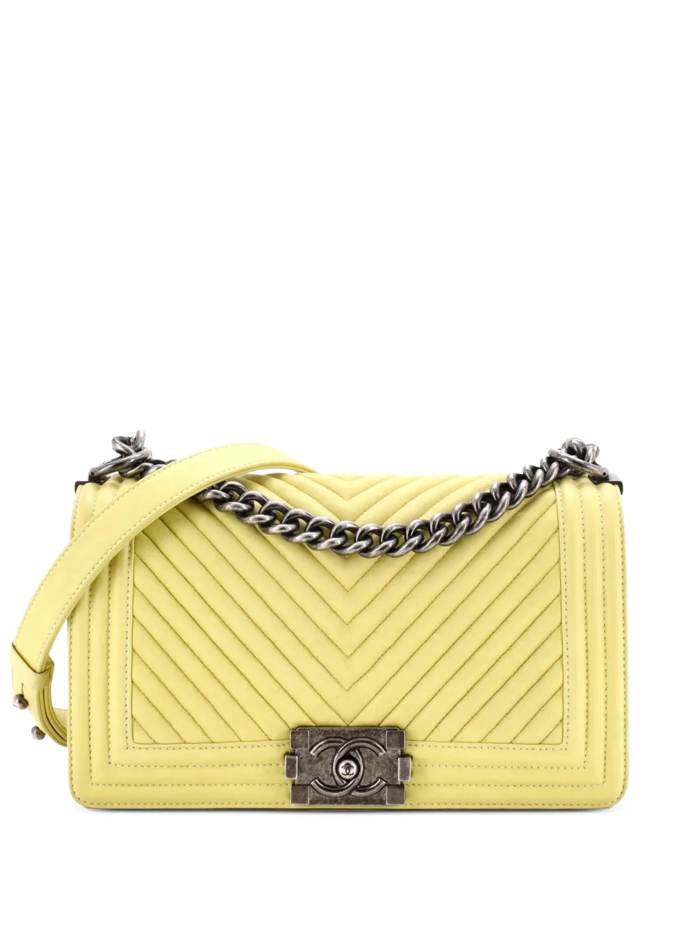 CHANEL Pre-Owned Boy Flap Bag Chevron Wrinkled Lambskin Old Medium shoulder bag - Giallo