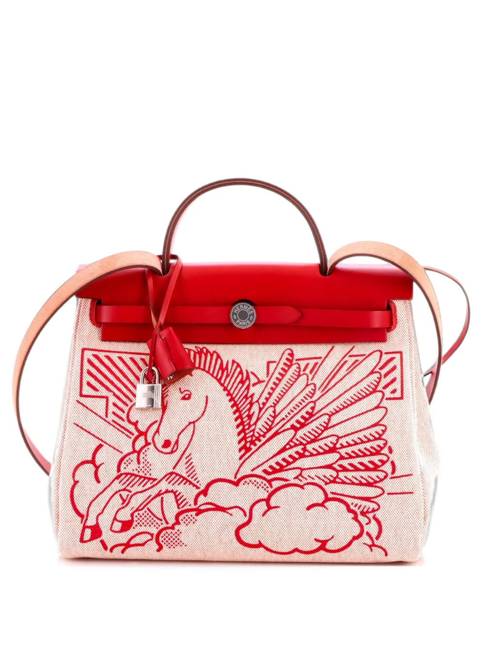 Hermès Pre-Owned sac porté épaule Herbag 31 zippé en toile Pégase Pop et cuir - Rouge