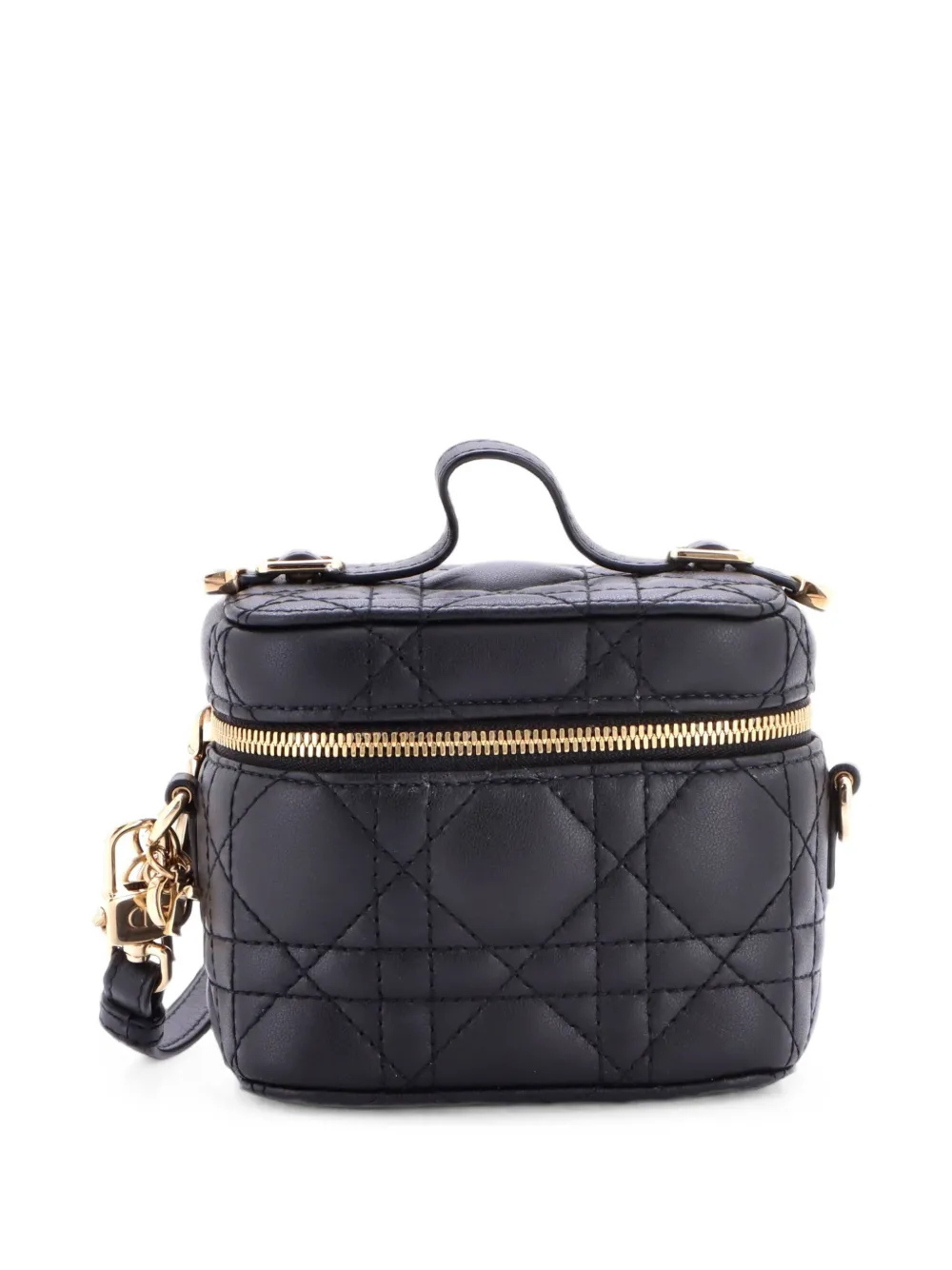 Christian Dior Pre-Owned Micro Lady Dior Vanity Case Cannage Umhängetasche aus gestepptem Lammleder - Schwarz