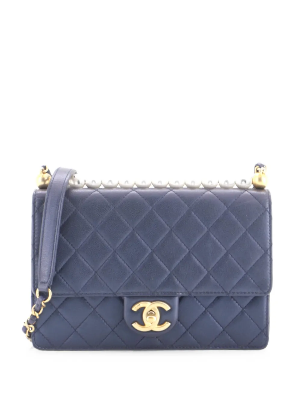 CHANEL Pre-Owned Chic Pearls Flap Bag Quilted Iridescent Caviar Small crossbody bag - Blu