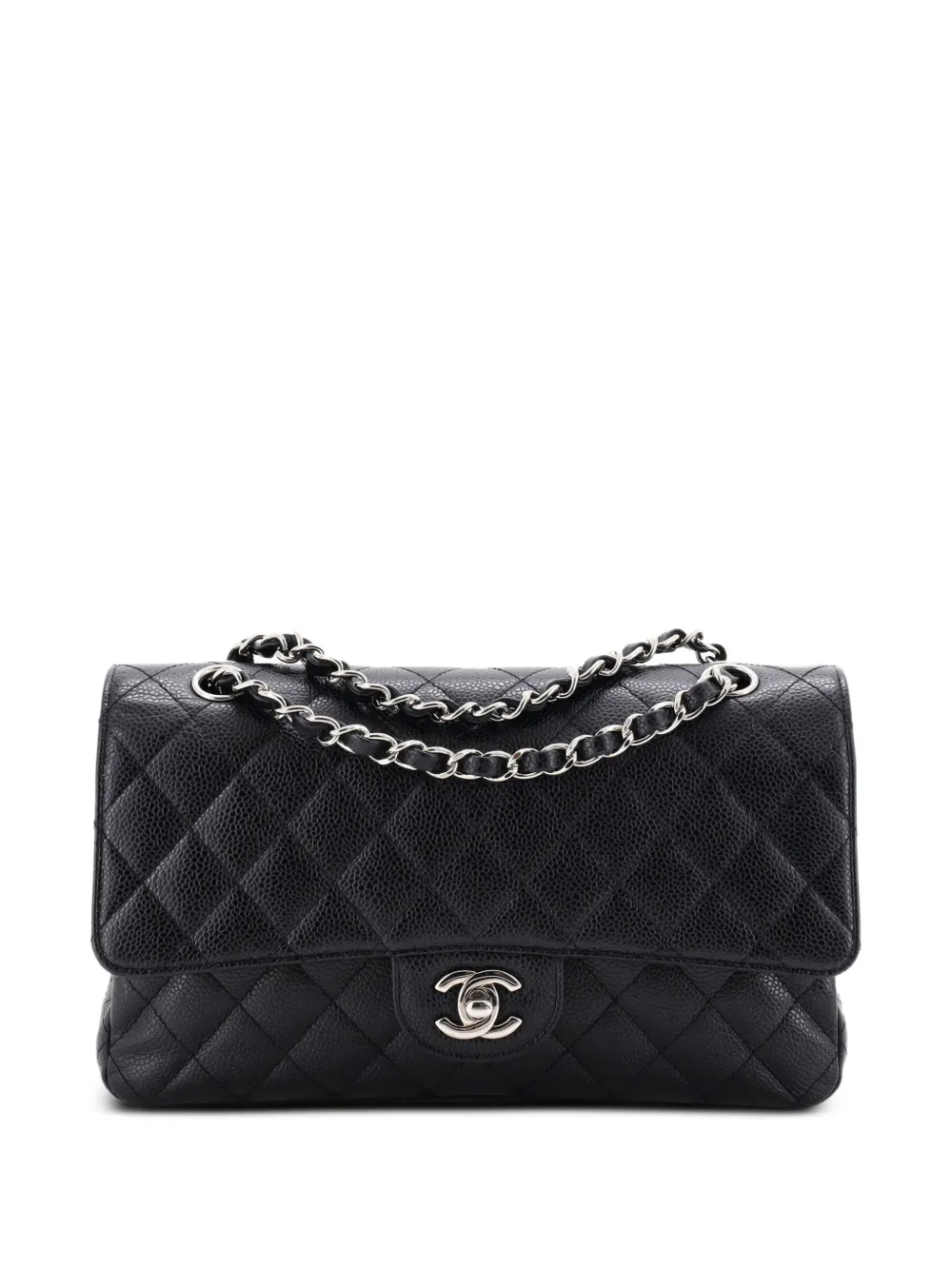 CHANEL Pre-Owned Classic Double Flap Bag Quilted Caviar Medium shoulder bag - Nero