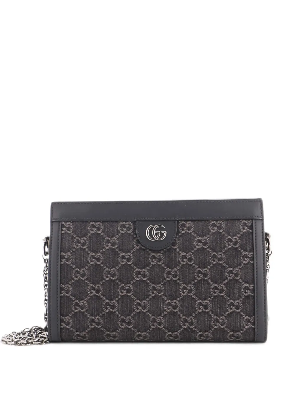Gucci Pre-Owned Kleine Ophidia Chain GG Schultertasche aus Denim - Schwarz