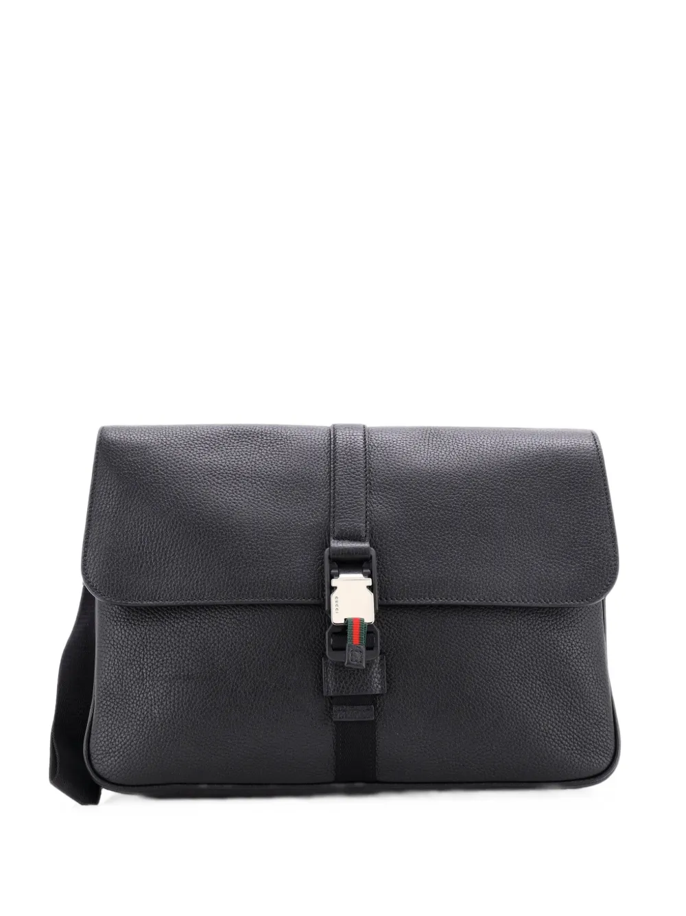 Gucci Pre-Owned Web Buckle Wristlet Briefcase Leather business bag in Black