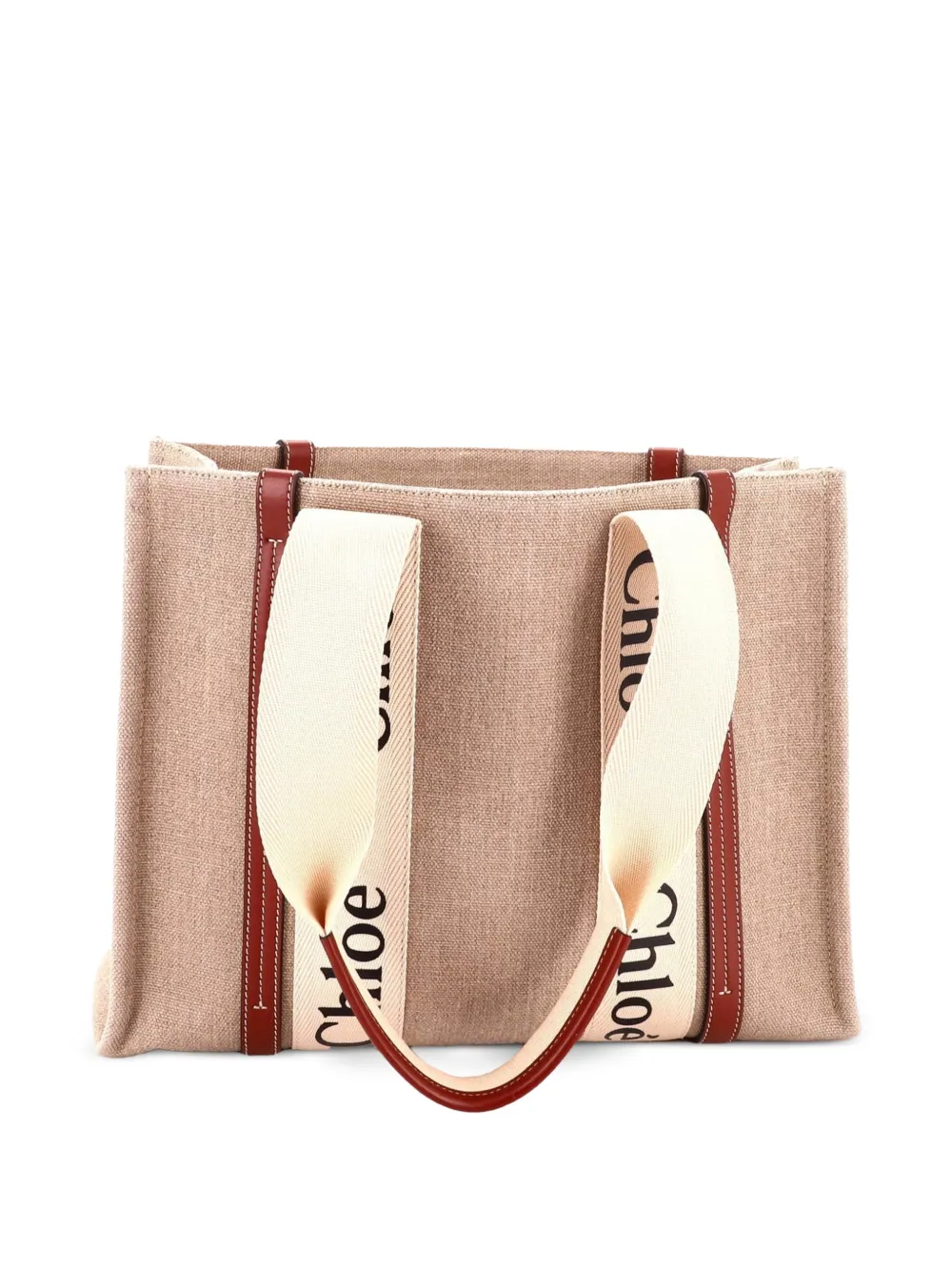 Chloé Pre-Owned Woody Canvas mit mittelgroßem Tote Bag - Nude