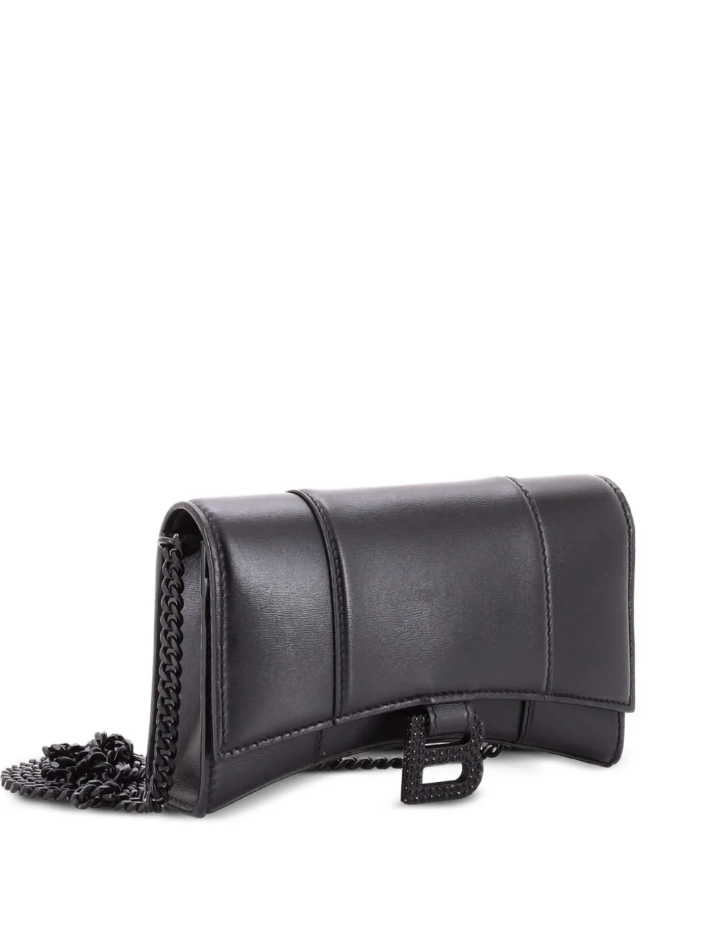 Balenciaga Pre-Owned pochette portefeuille à bandoulière Hourglass en cuir à ornements en cristal avec chaîne - Noir