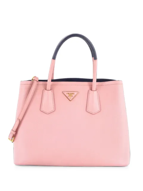 Prada Pre-Owned mellemstor Cuir Double tote-taske i saffianolæder
