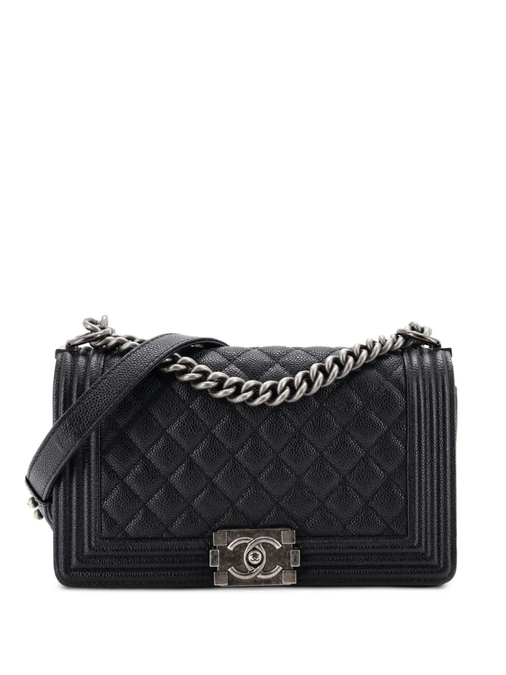 CHANEL Pre-Owned Boy Flap Bag Quilted Caviar Old Medium crossbody bag - Nero