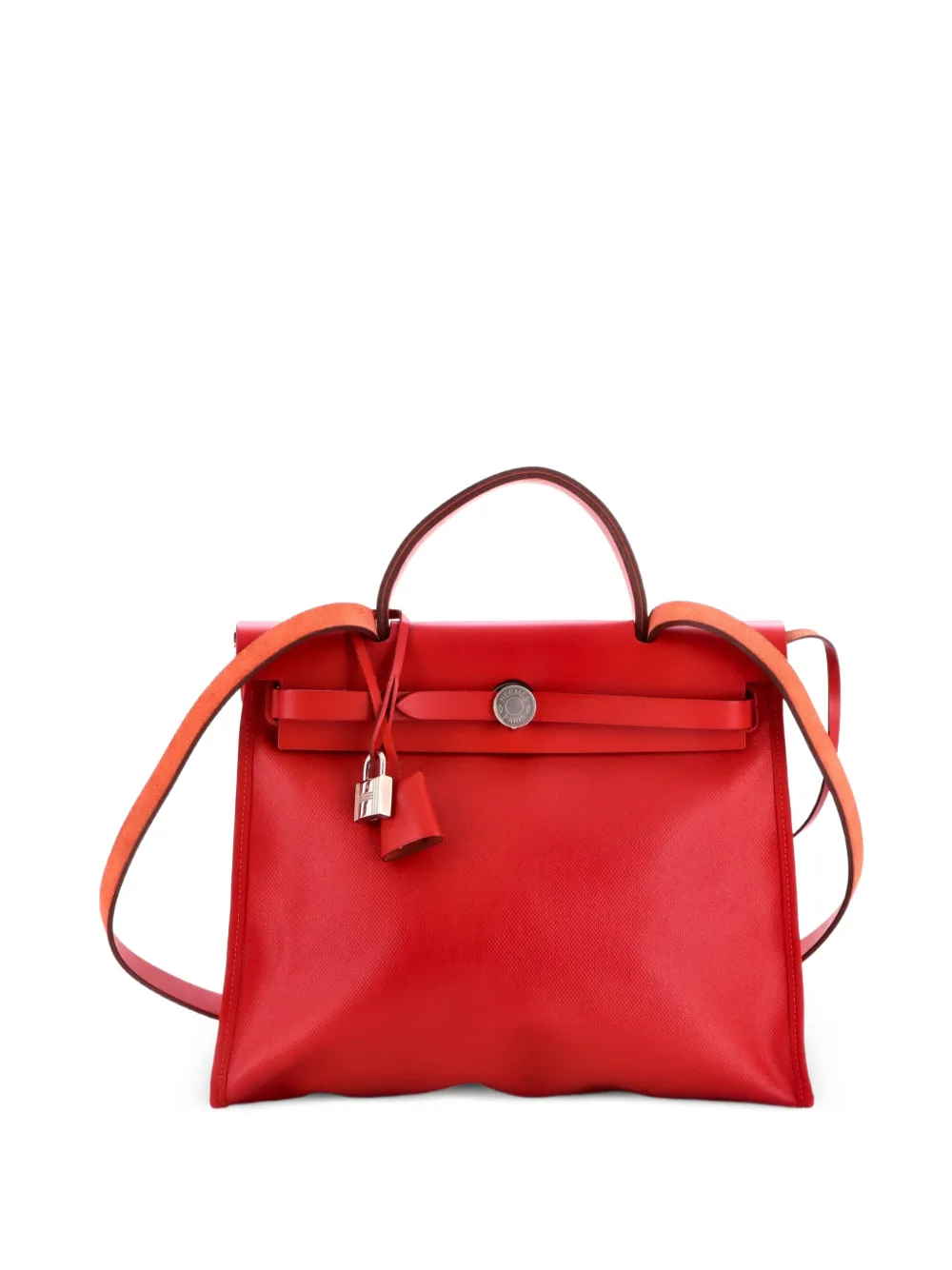 Hermès Pre-Owned Herbag Zip Berline Vache Schultertasche aus Canvas 31cm - Rot