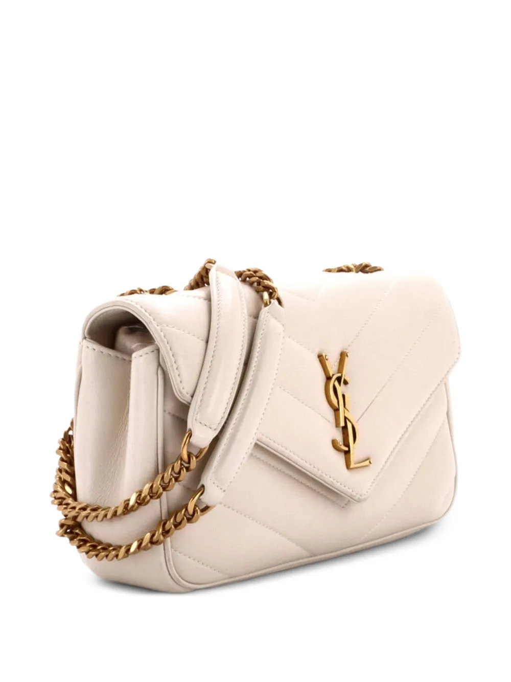 Saint Laurent Pre-Owned Loulou NM Shoulder Bag Matelasse Chevron Leather Small crossbody bag - Bianco