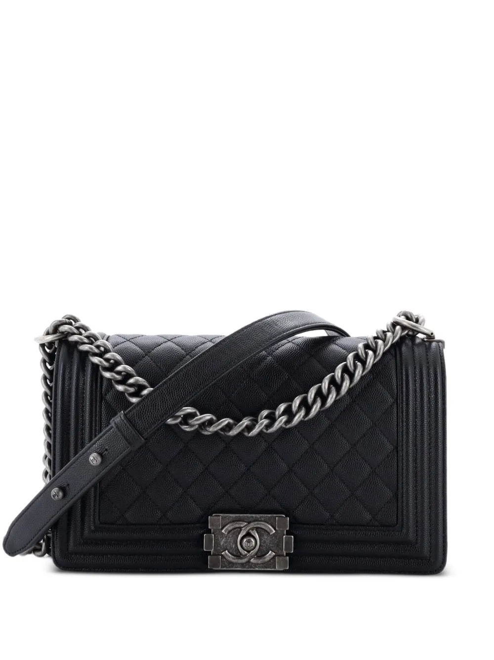 CHANEL Pre-Owned Boy Flap Bag Quilted Caviar Old Medium crossbody bag - Nero