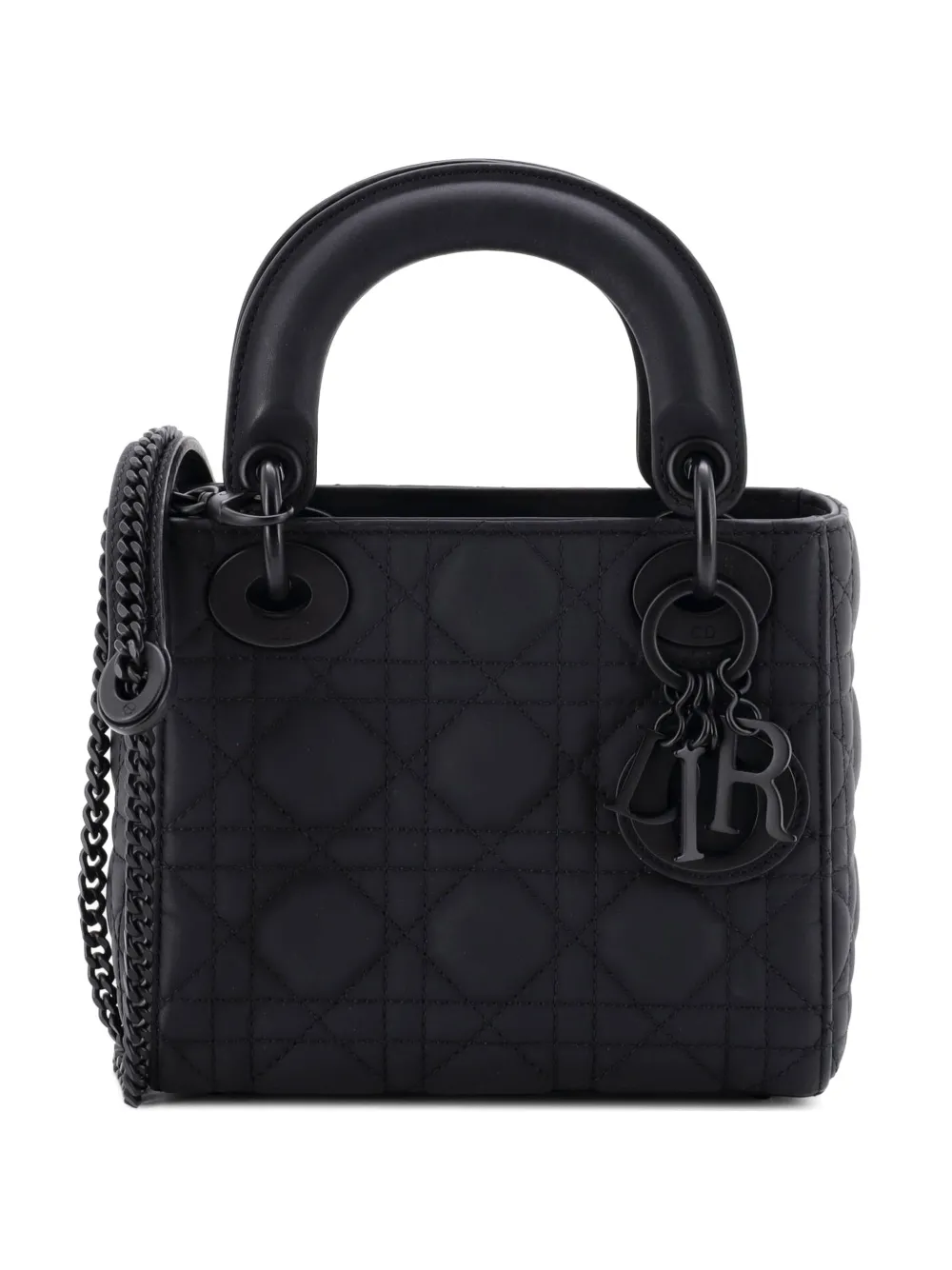 Christian Dior Pre-Owned Mini Ultra Matte Lady Dior Cannage Schultertasche mit Kette - Schwarz