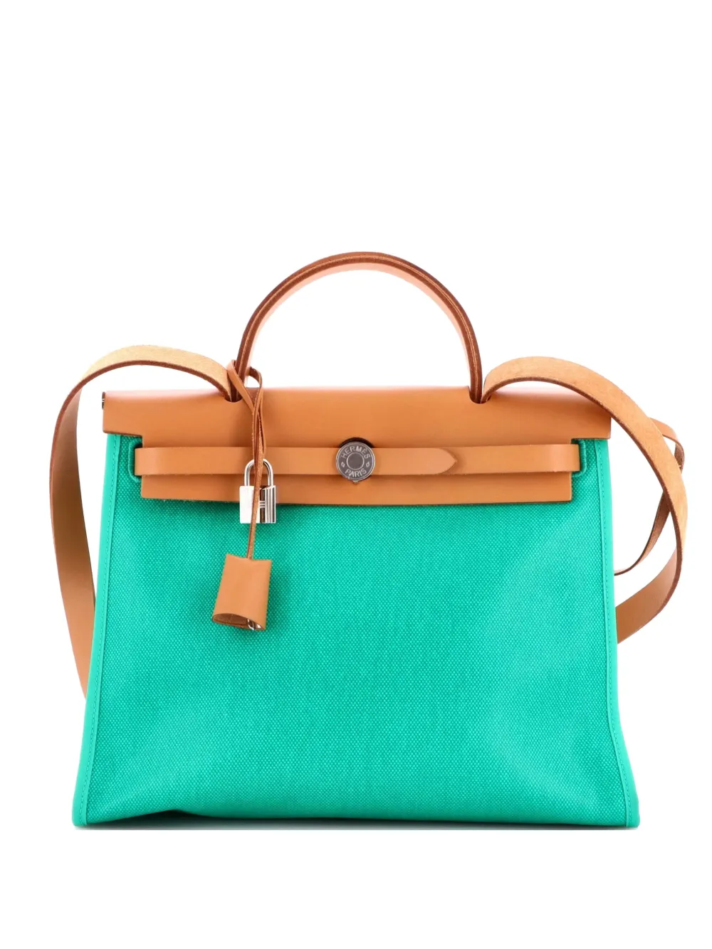 Hermès Pre-Owned sac porté épaule Herbag Zip Berline Vache Canvas and Leather 31 - Vert