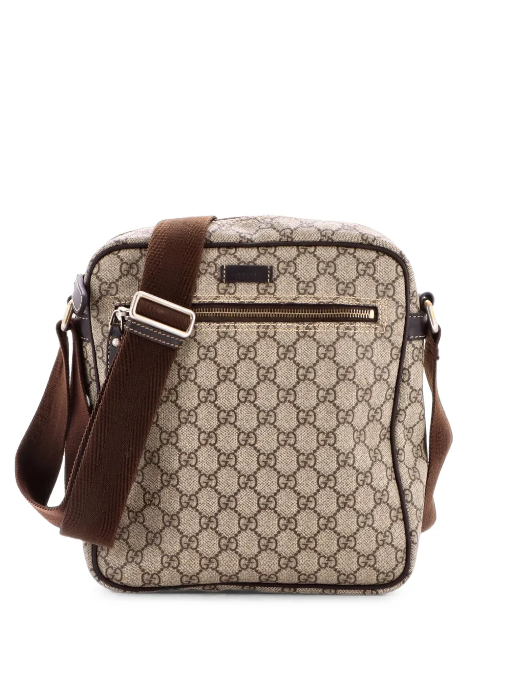 Gucci Pre-Owned Front Zip Messenger GG Coated Canvas Medium crossbody bag - Brown