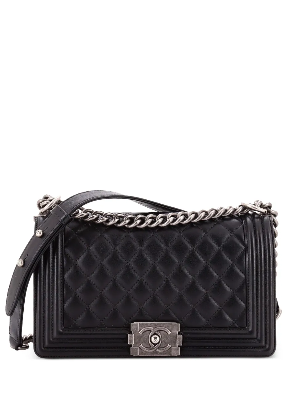 CHANEL Pre-Owned Boy Flap Bag Quilted Lambskin Old Medium shoulder bag - Nero
