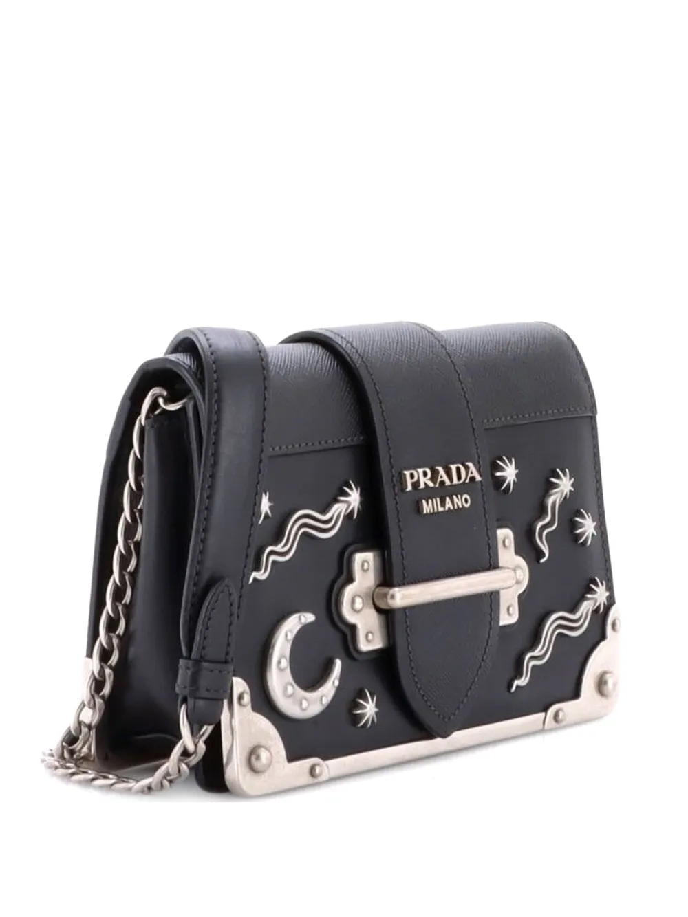 Prada Pre-Owned Cahier Embellished Leather Small crossbody bag - Nero