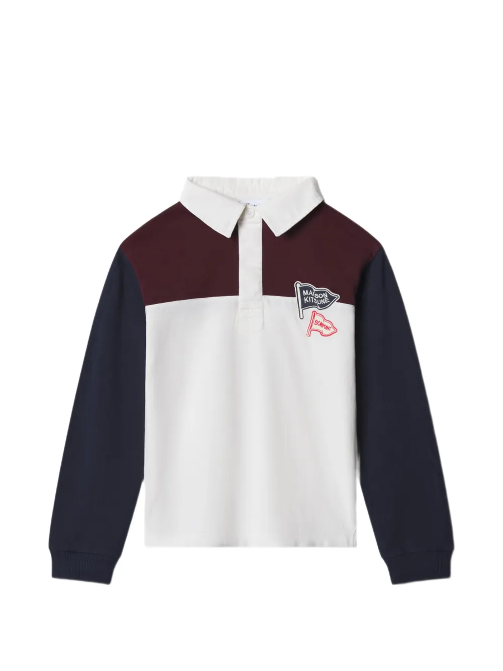 MAISON KITSUNE KIDS x Bonpoint Mederic colour-block polo shirt - Bianco