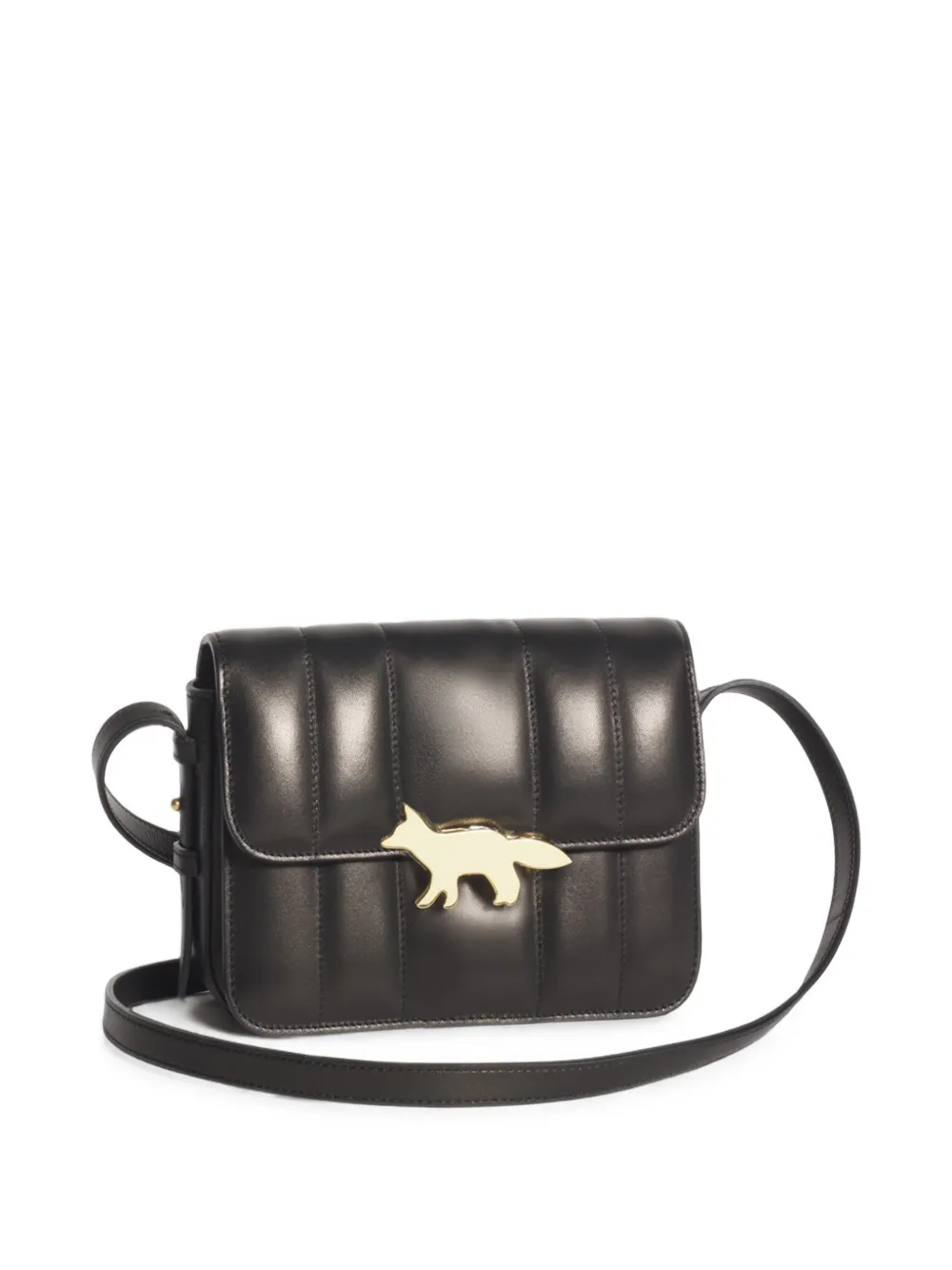 Maison Kitsuné quilted fox shoulder bag Zwart