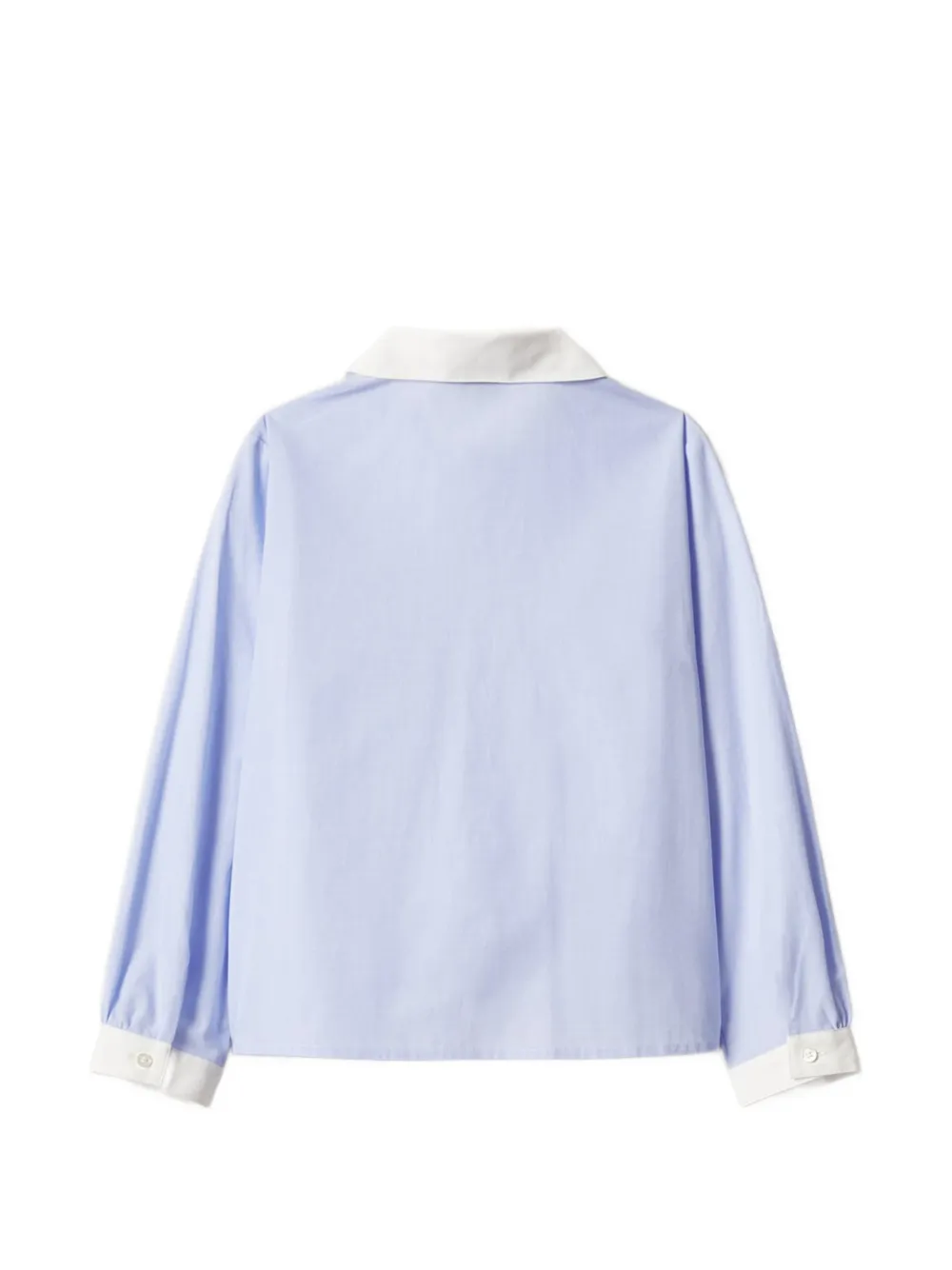MAISON KITSUNE KIDS x Bonpoint Marlene embroidered Peter Pan collar shirt Blauw